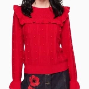 kate spade Red Ruffle Sweater